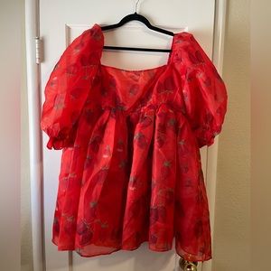 Selkie Strawberry Puff Dress 1X - NWT
